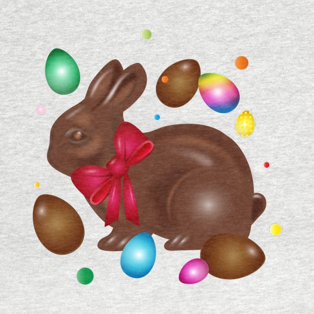 delicious chocolate Easter bunny with chocolate eggs by Kisho